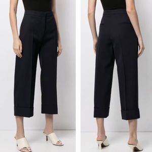 Jil Sander Women’s Navy Virgin Wool Crop Cuff Hem Straight Leg Trousers Pants 4